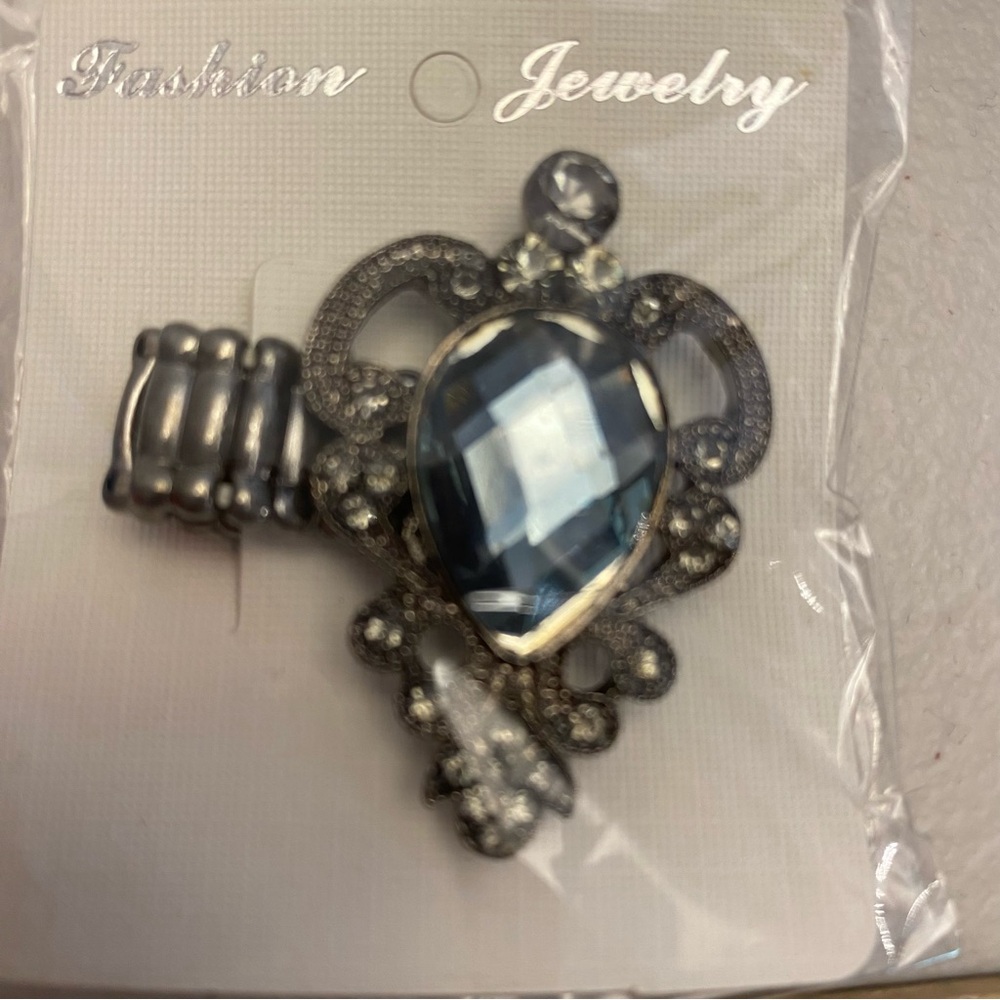 Blue and white stone with silver detail ring